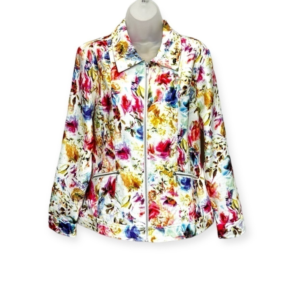 Christopher & Banks fully Zipped Multicolored Floral Jacket Size L